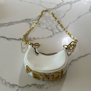 Nano bag white gold hardware one size with extra crossbody strap